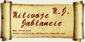 Milivoje Jablančić vizit kartica
